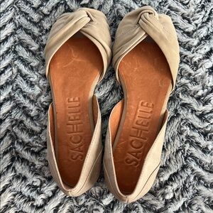Women's Beige Open-Toe Flats NWOT